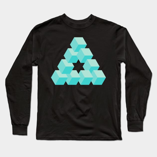 Optical illusion triangle #2 - ice cubes Long Sleeve T-Shirt by DaveDanchuk